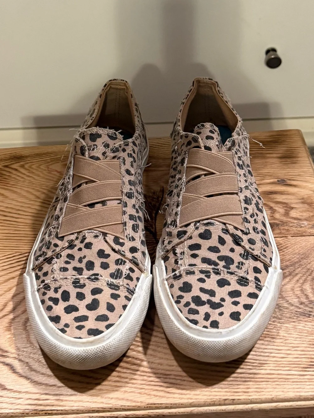 Blowfish Leopard-Print Slip-On Sneakers in Blush Tan